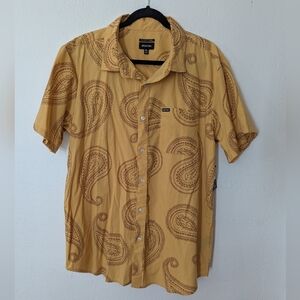 Men's Brixton Charter Print Woven Short Sleeve Button Up Shirt Yellow